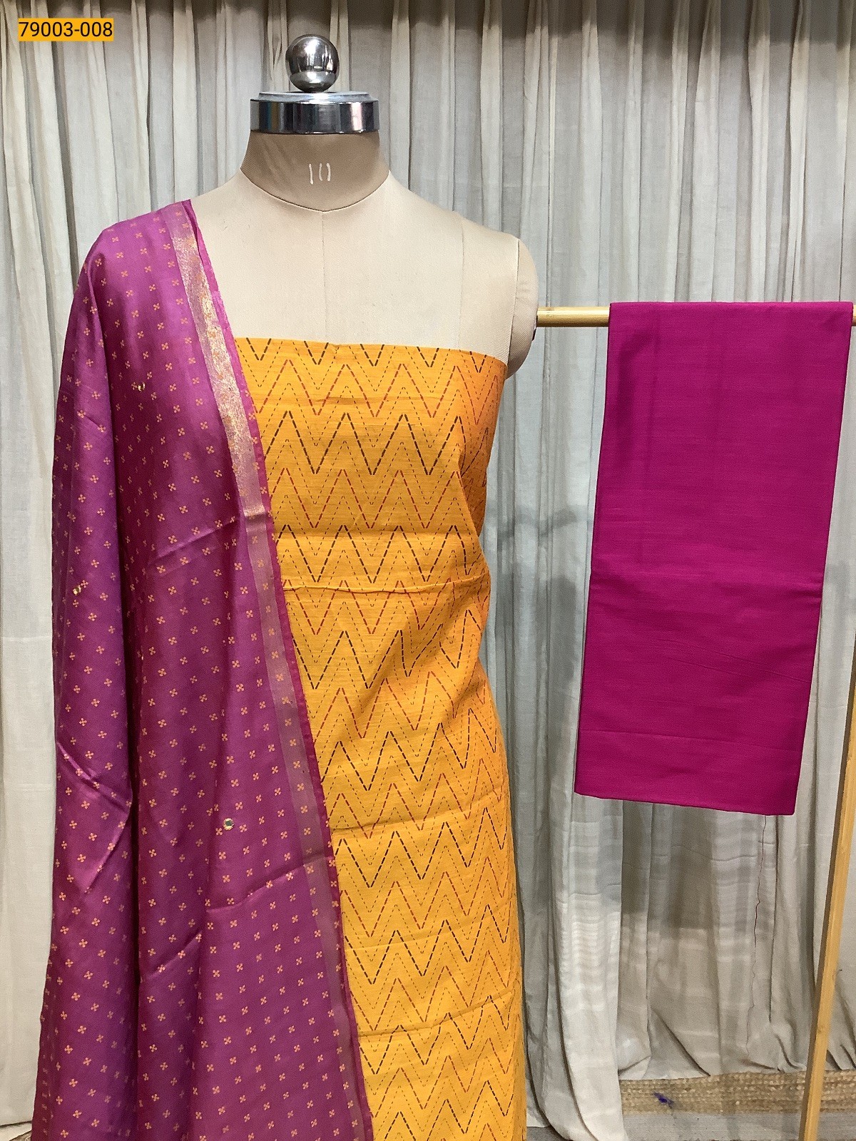 Yellow Handloom Chudithar Material