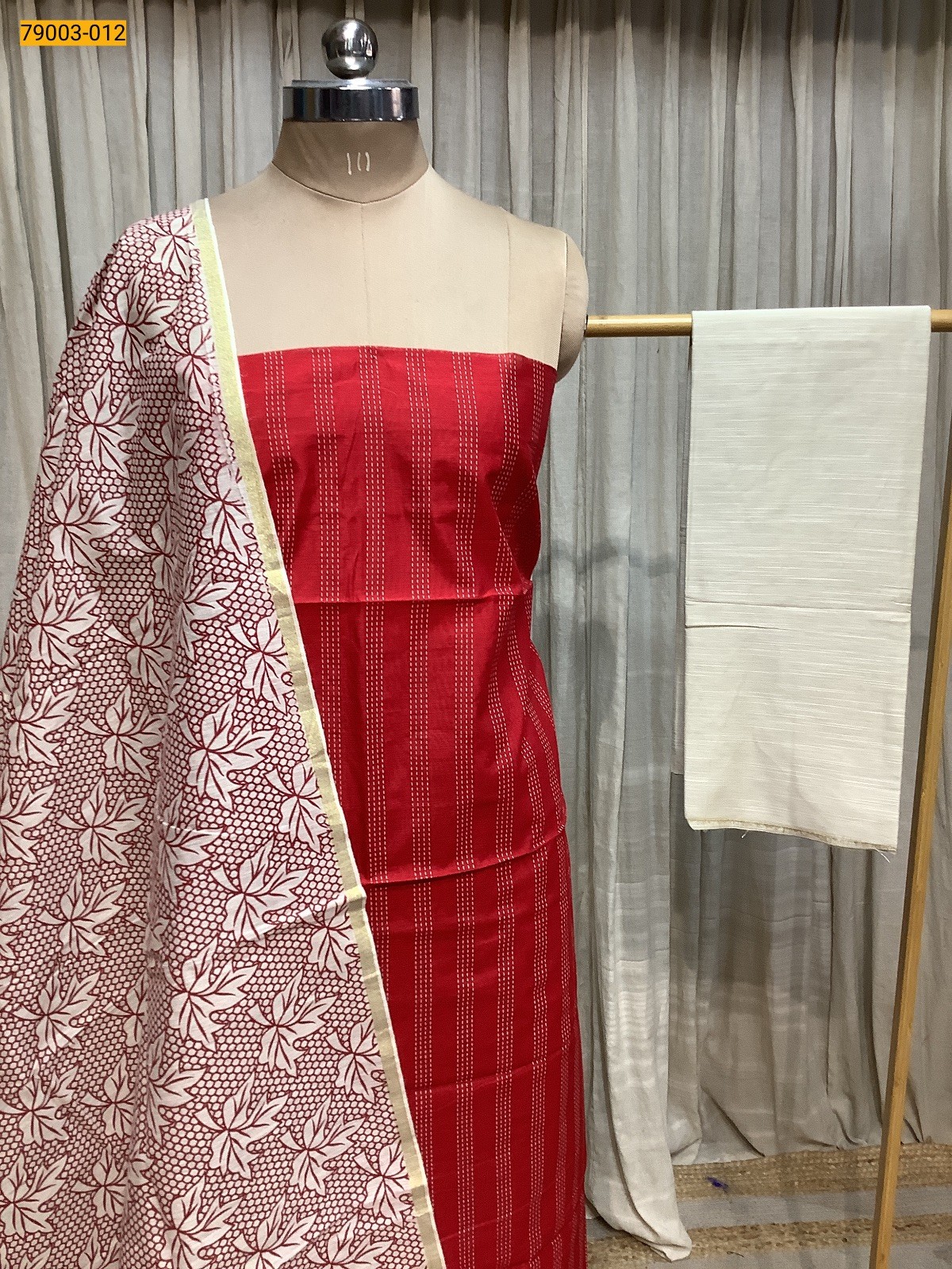 Red Handloom Chudidhar Material