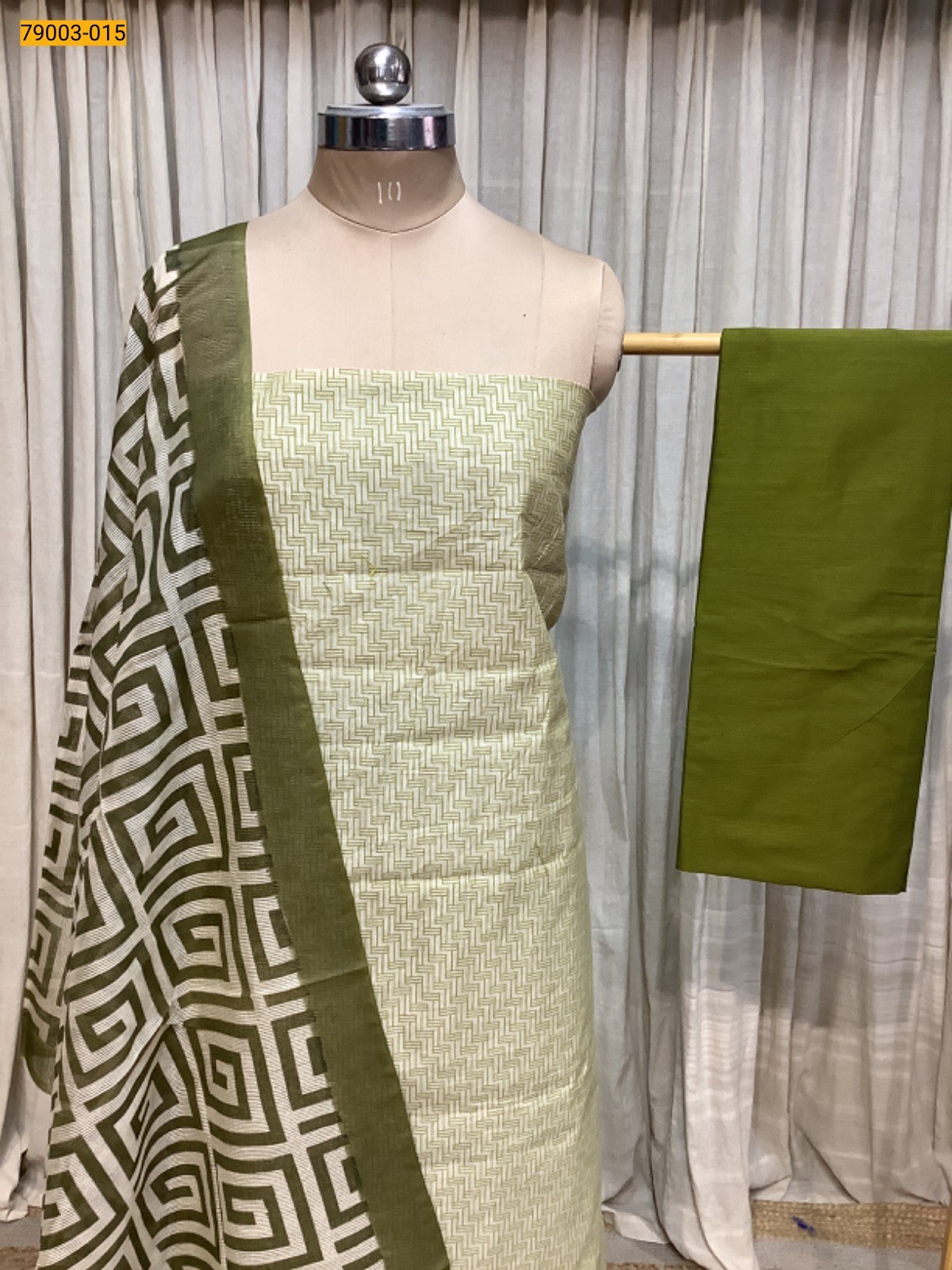 Green Handloom Chudidhar Material