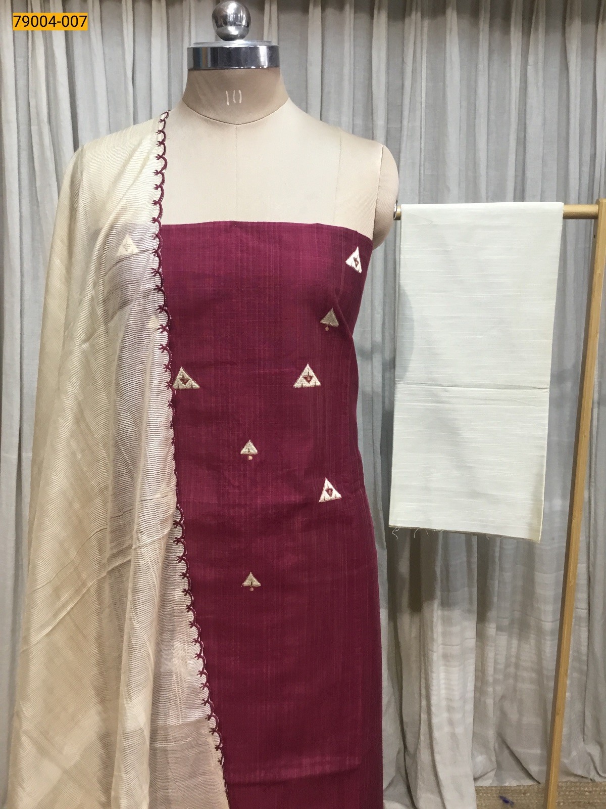 Maroon Handloom Chudithar Material