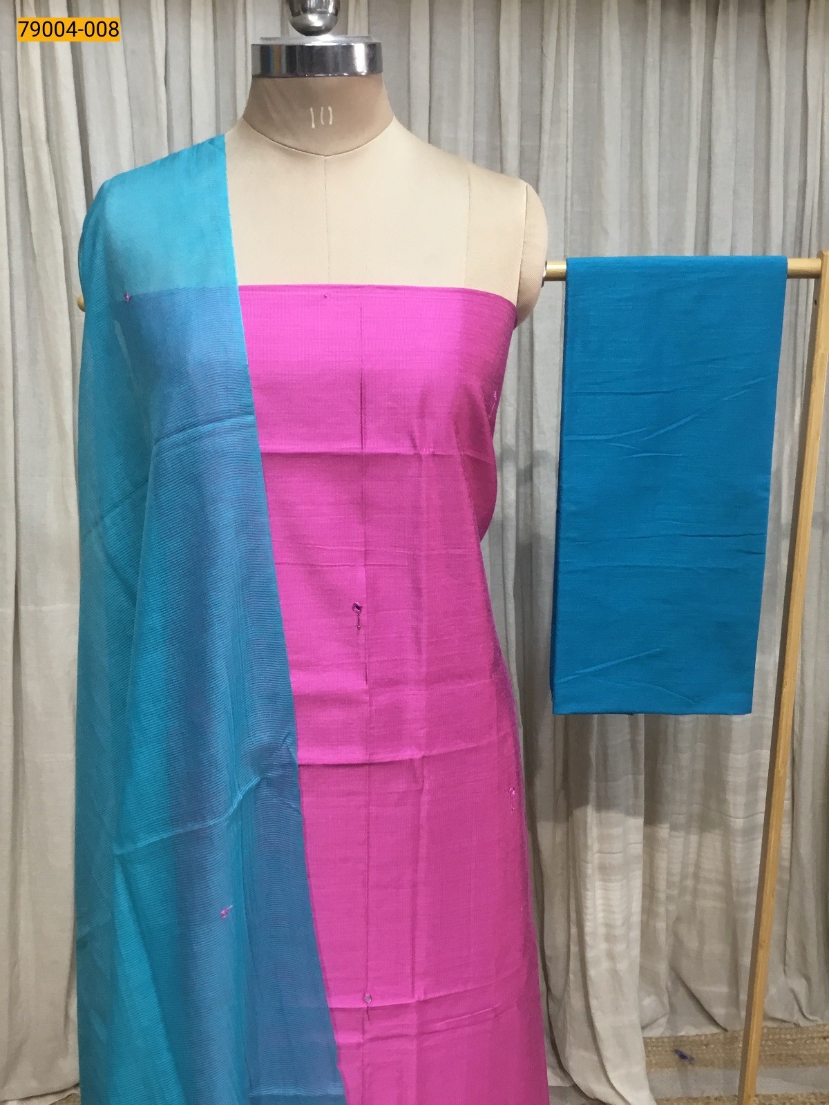 Pink Handloom Chudithar Material