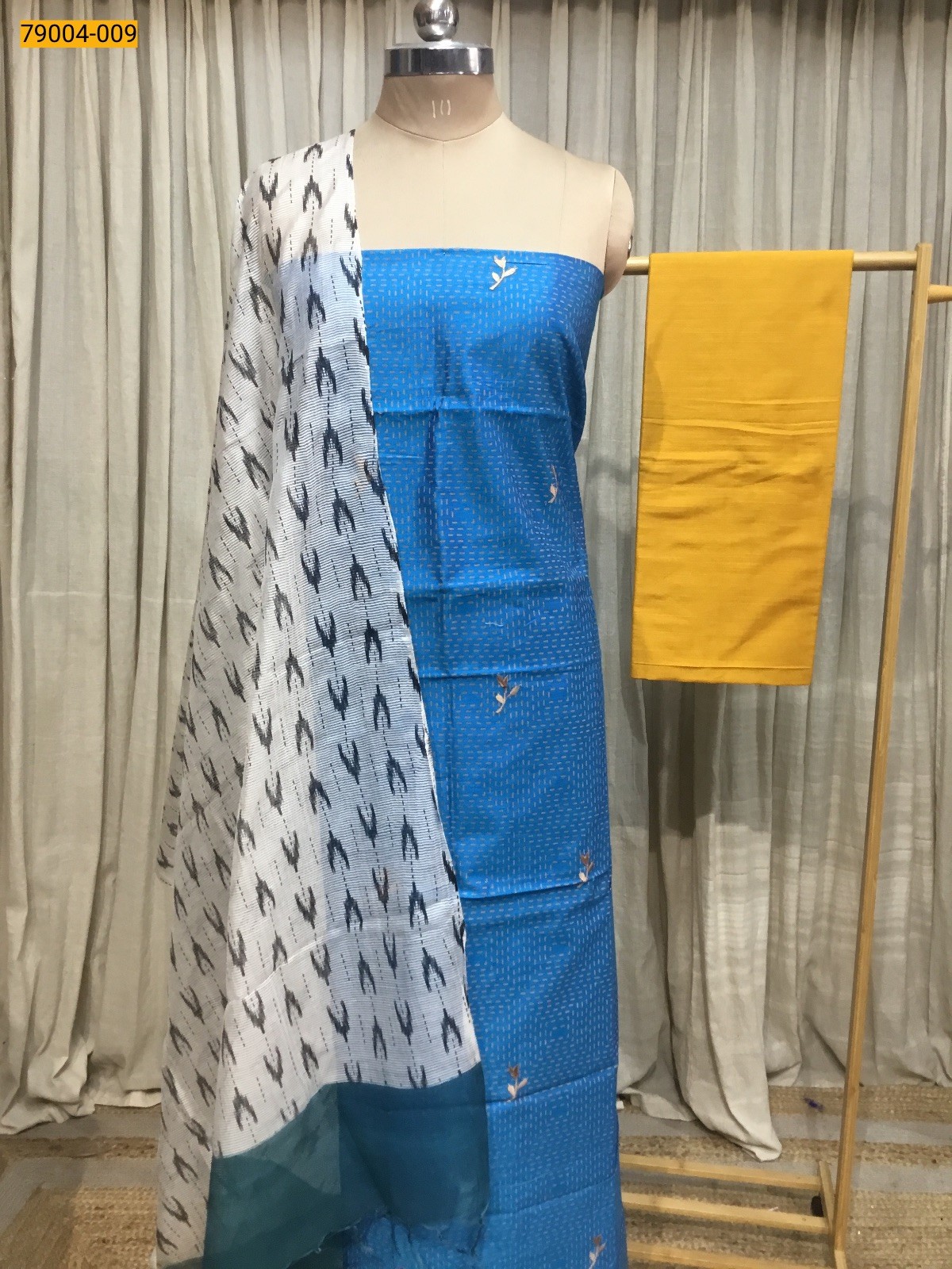 Blue Handloom Chudithar Material