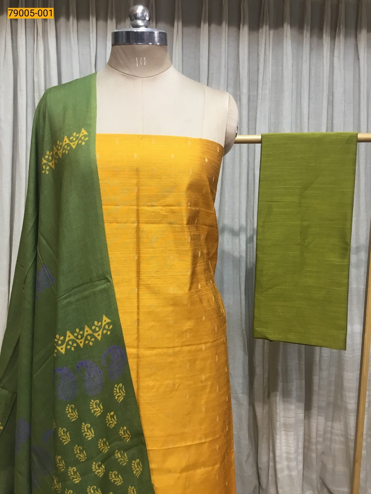 Yellow Handloom Chudithar Material