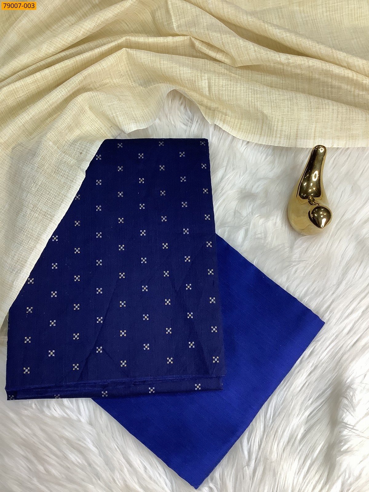 Navy Blue Mix and Match Silk Chudithar Material 