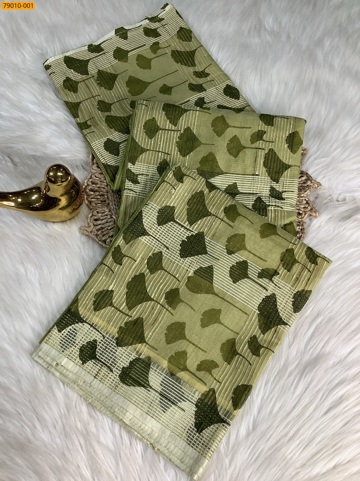 Dark Green Kota hand block printed sarees