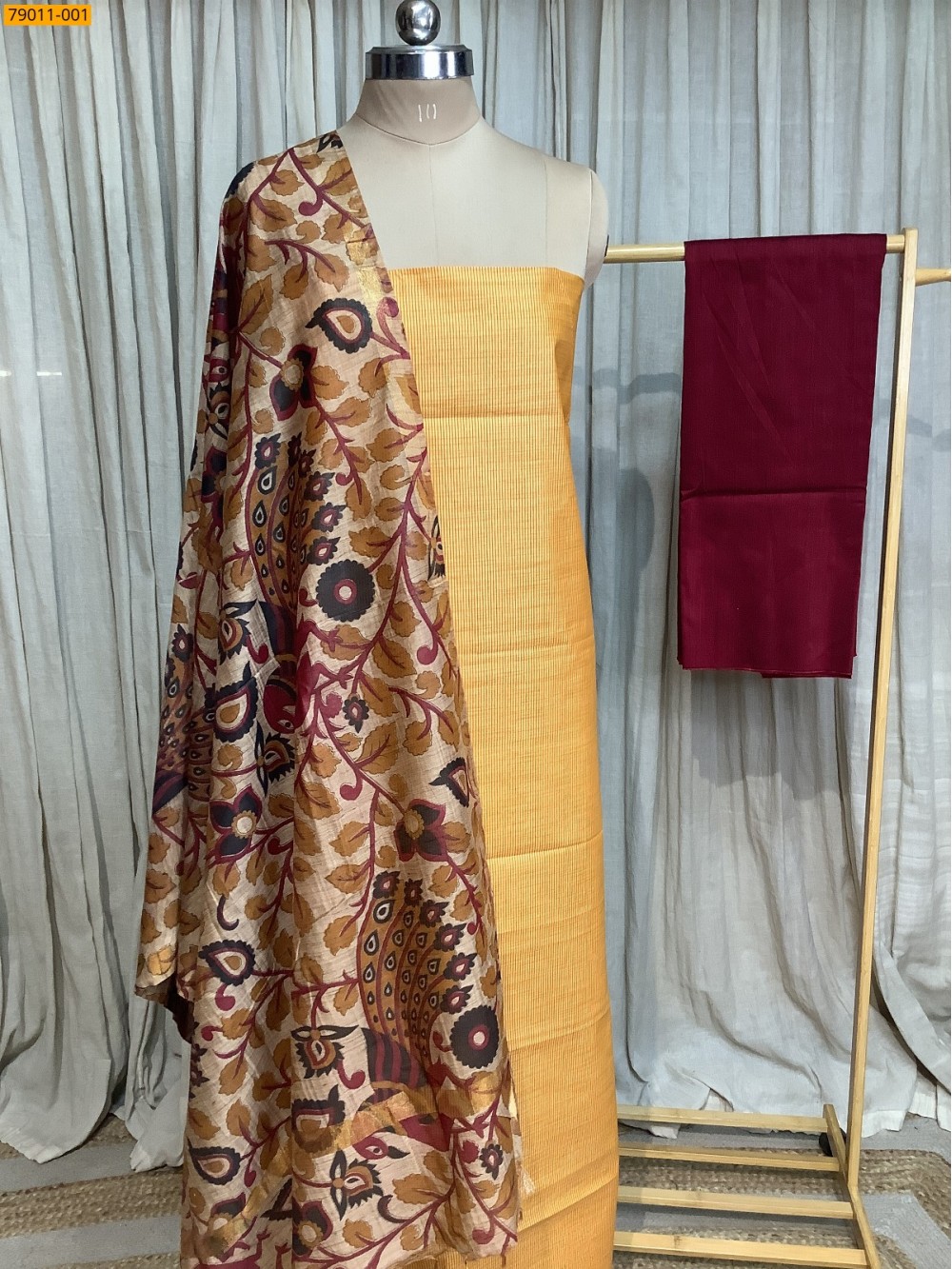 Yellow Mix and Match Silk Chudithar Material Yellow Mix and Match Silk Chudithar Material