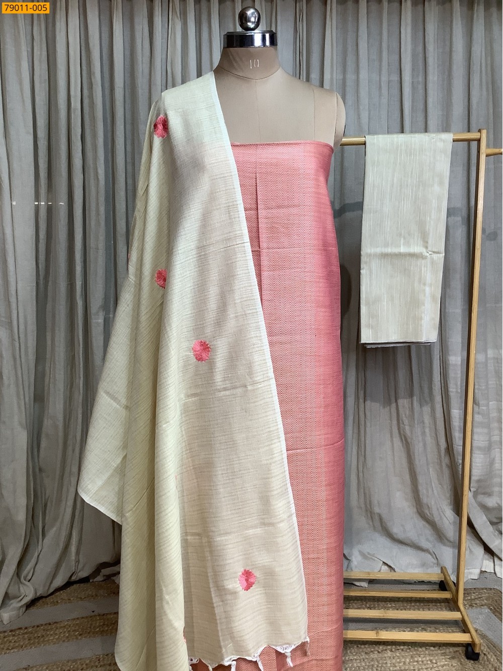 Pink Mix and Match Silk Chudithar Material Pink Mix and Match Silk Chudithar Material