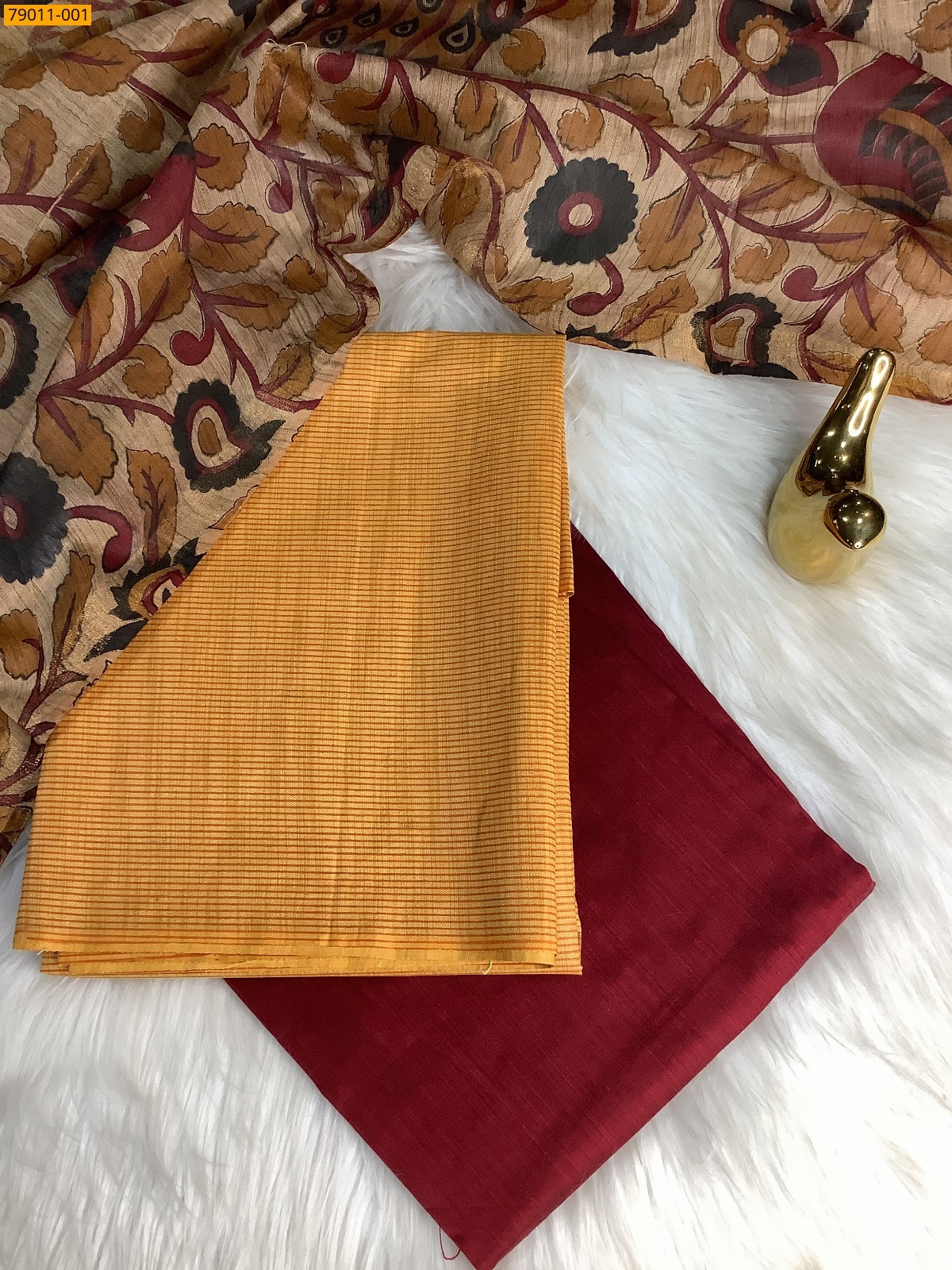 Yellow Mix and Match Silk Chudithar Material