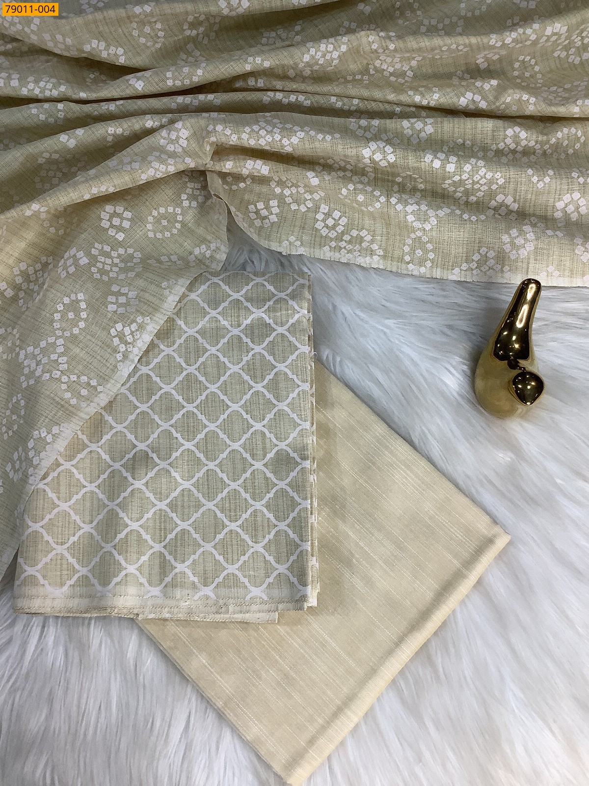 White Mix and Match Silk Chudithar Material