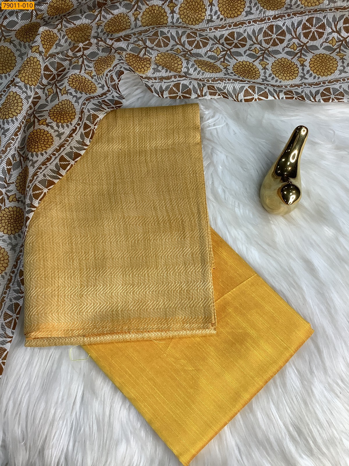 Yellow Mix and Match Silk Chudithar Material