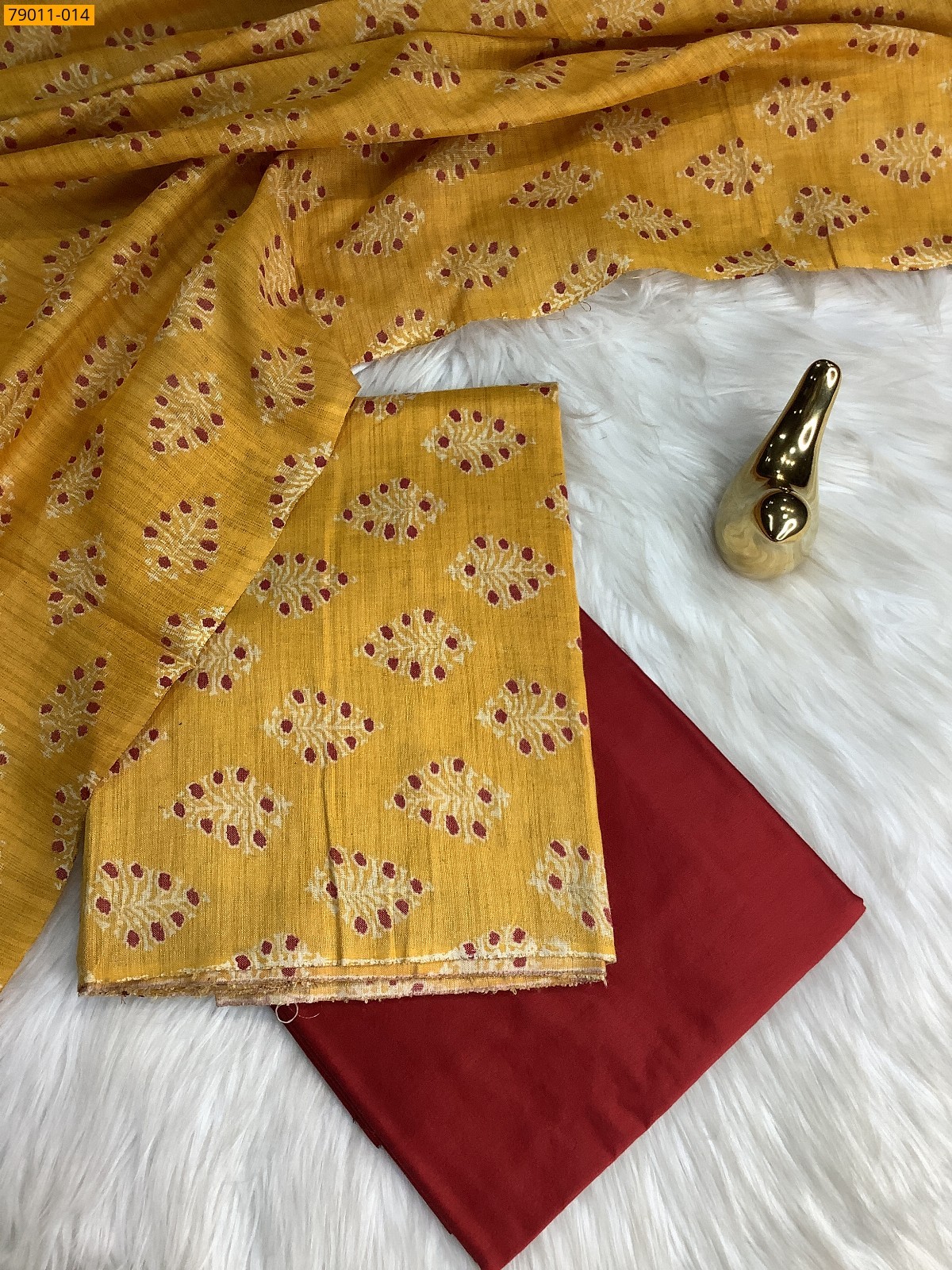 Yellow Mix and Match Silk Chudithar Material