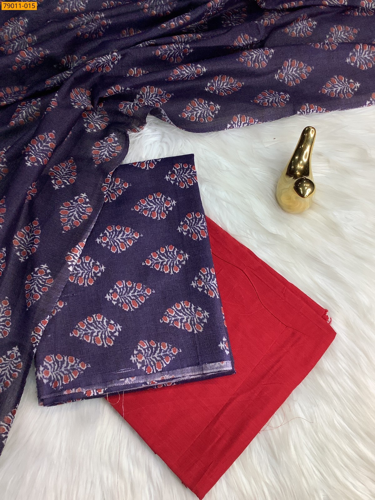 Purple Mix and Match Silk Chudithar Material