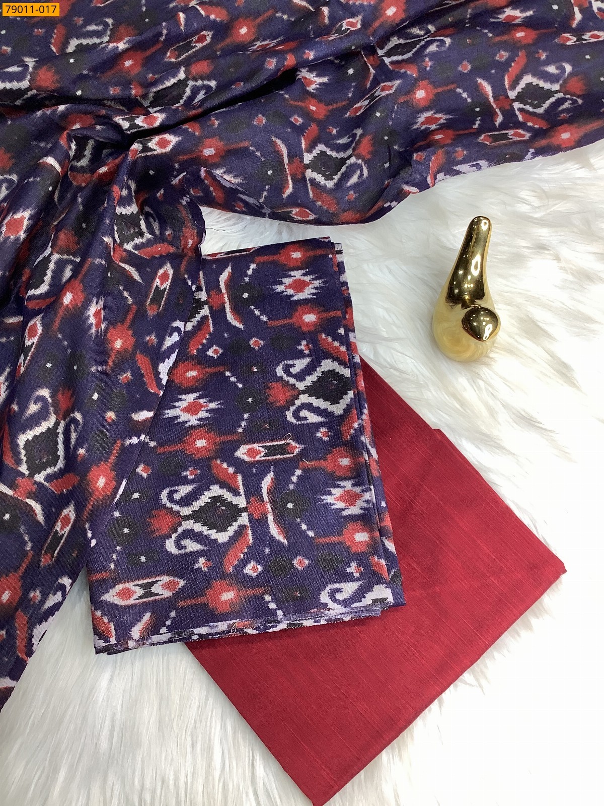 Navy Blue Mix and Match Silk Chudithar Material