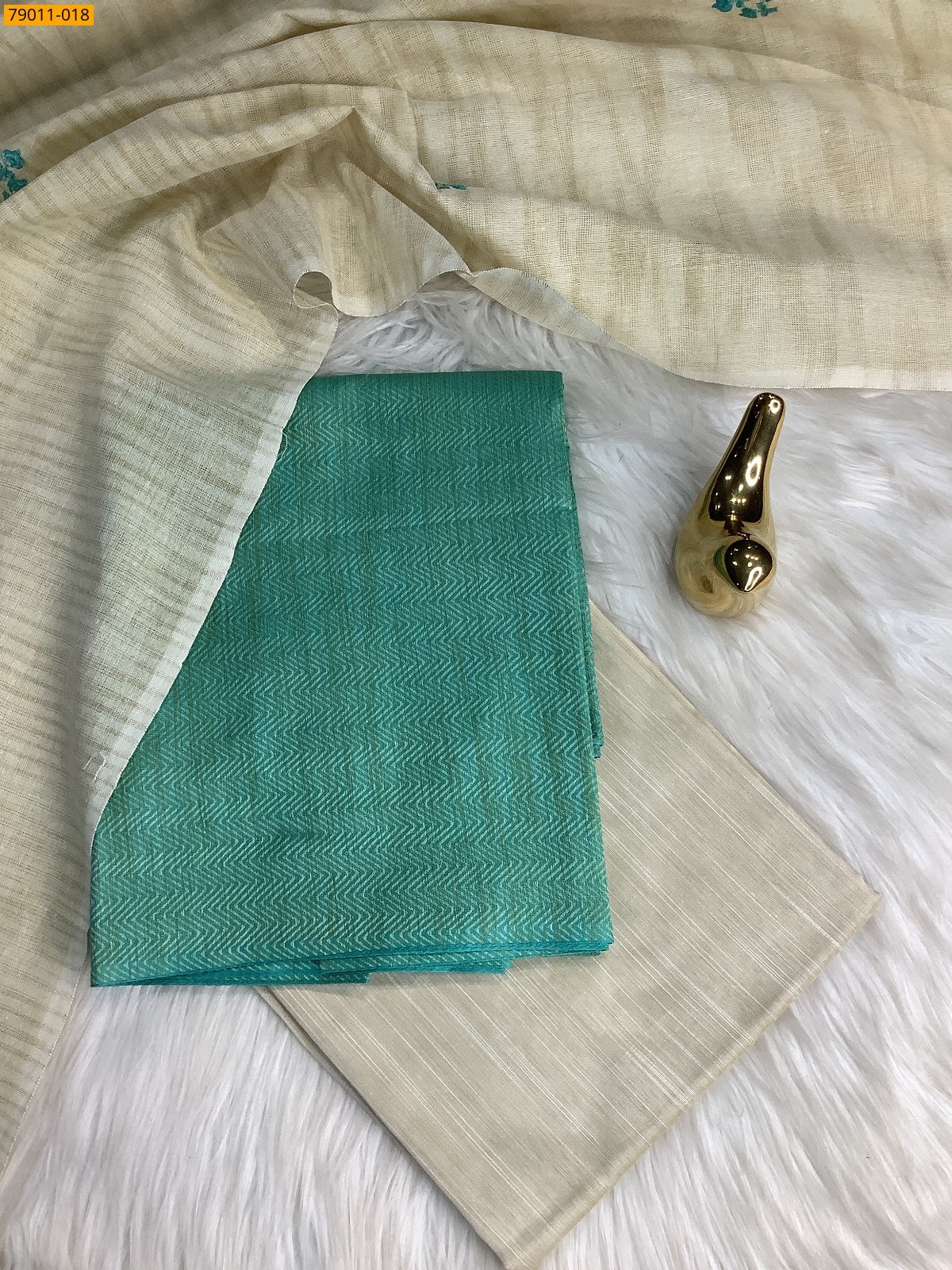 Light Green Mix and Match Silk Chudithar Material