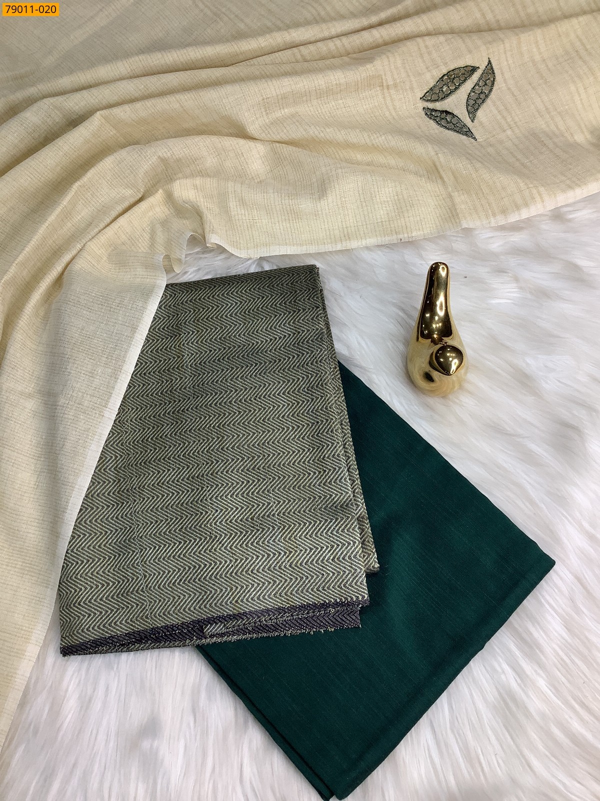 Black Mix and Match Silk Chudithar Material