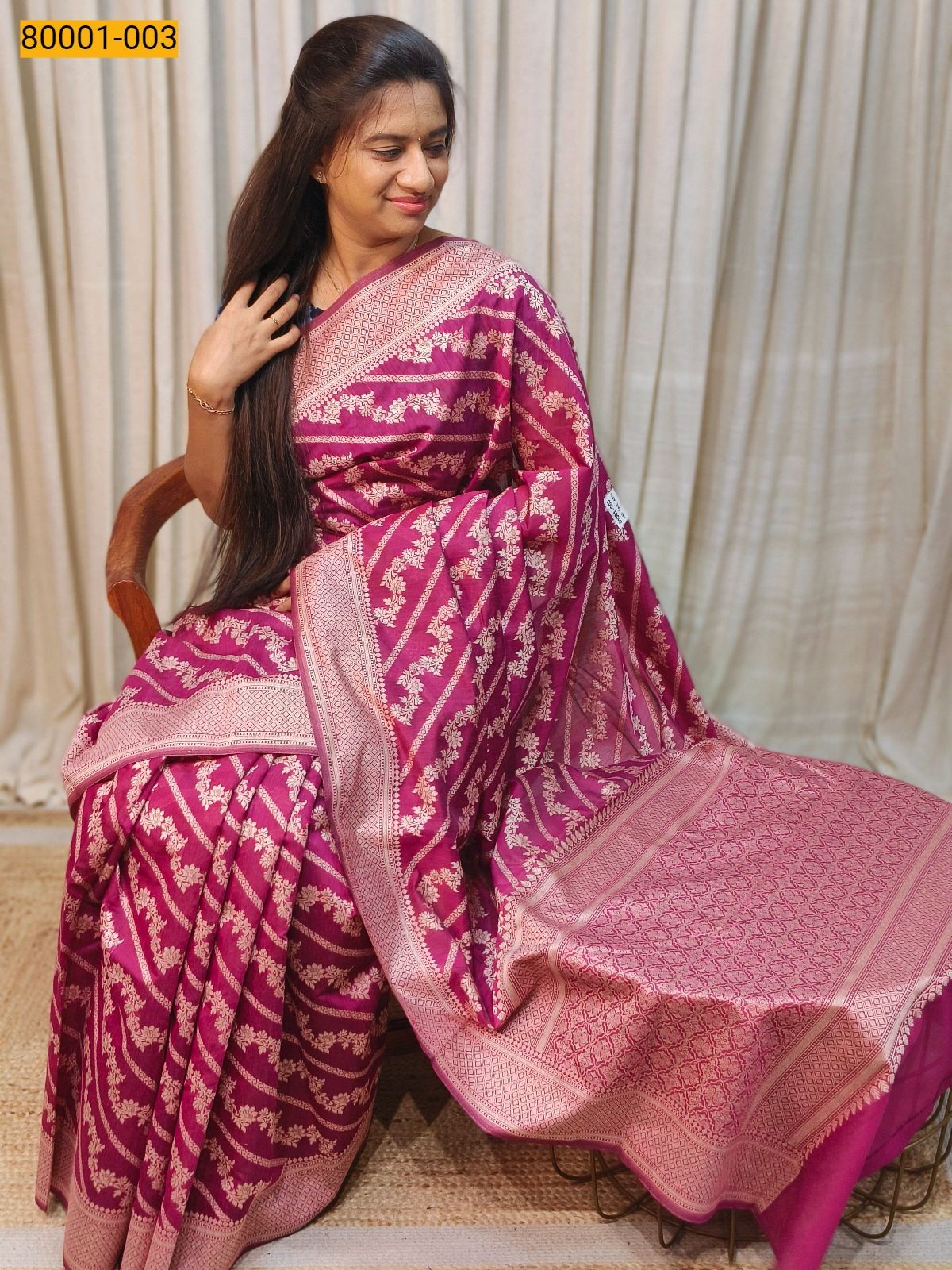 Violet Lehariya Mercerized Silk Cotton Saree