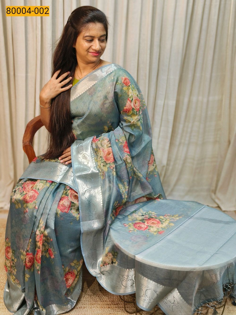 Gray Premium Semi Tussar Fancy Silk Saree