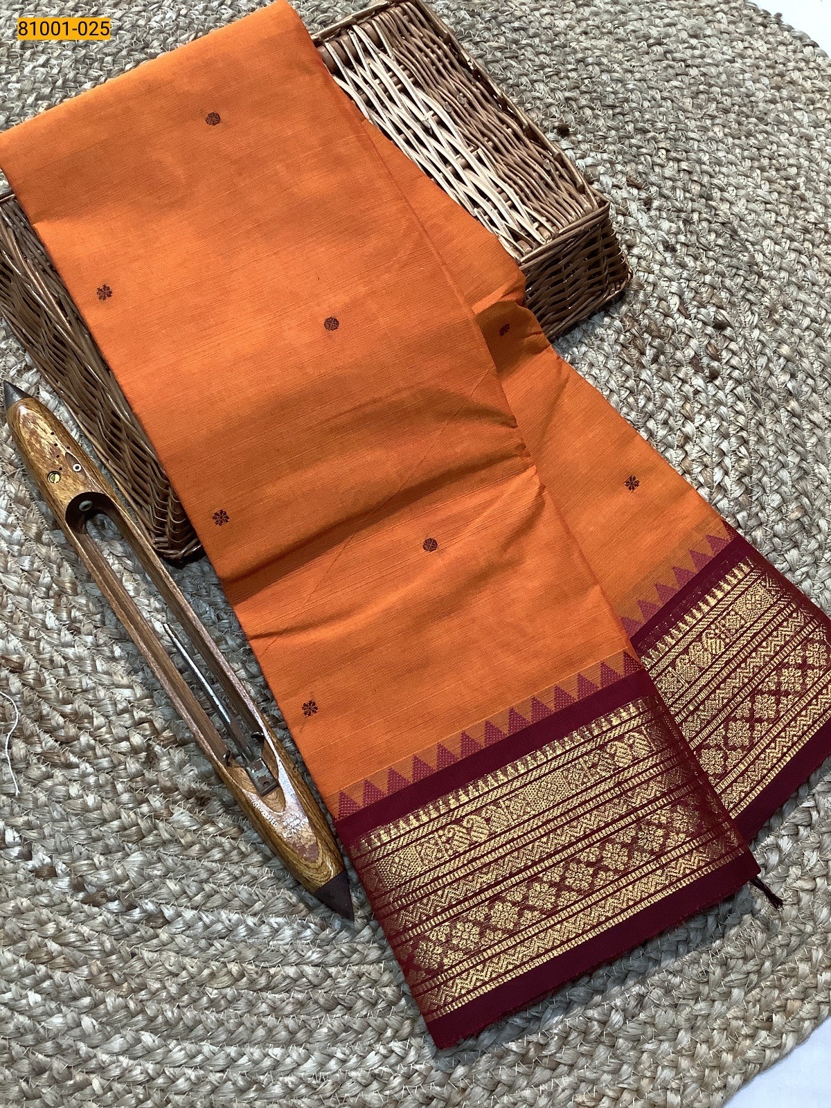 Orange Kanchi Cotton Saree