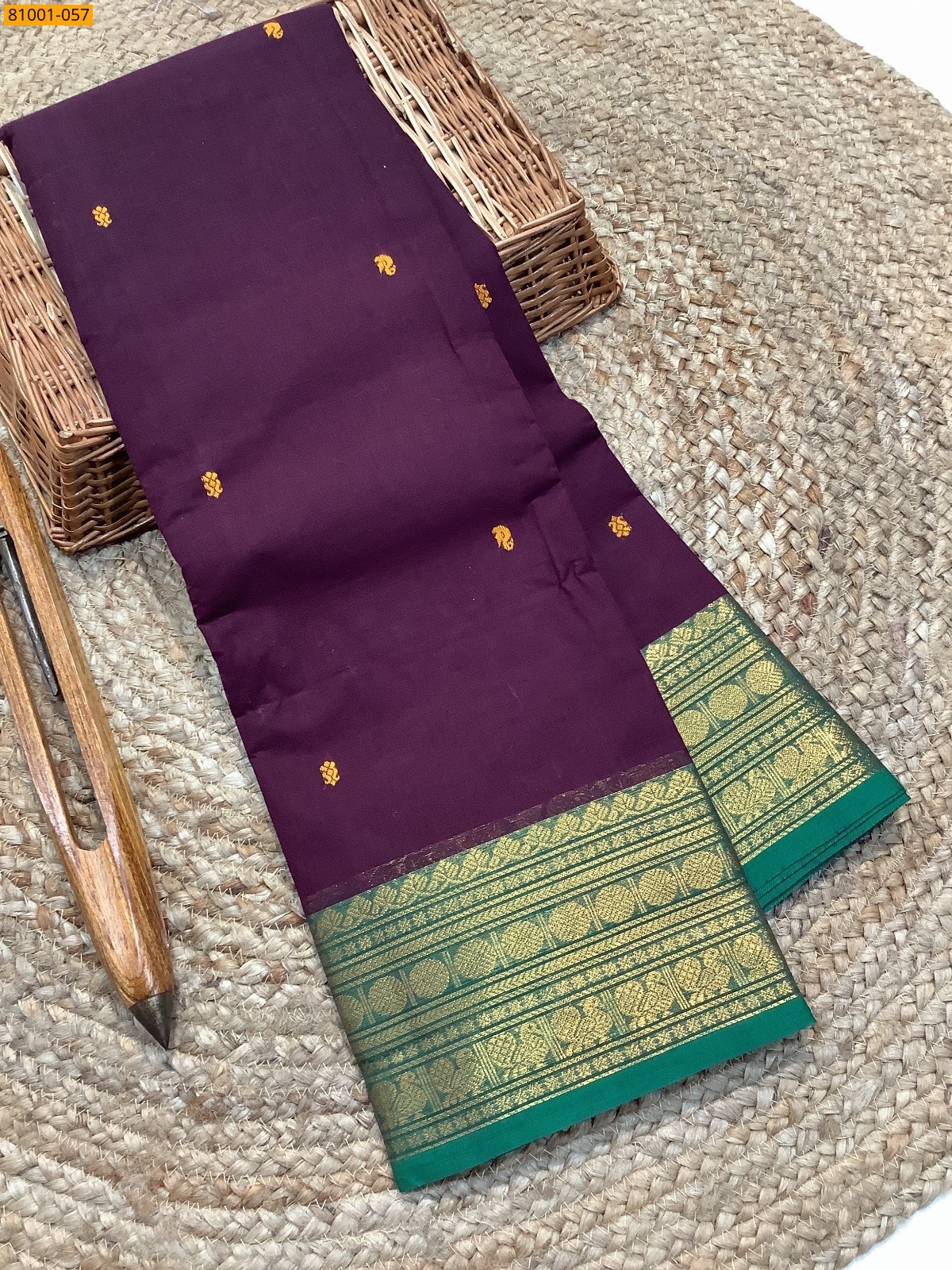 Mustard Yellow Kanchi Cotton Saree