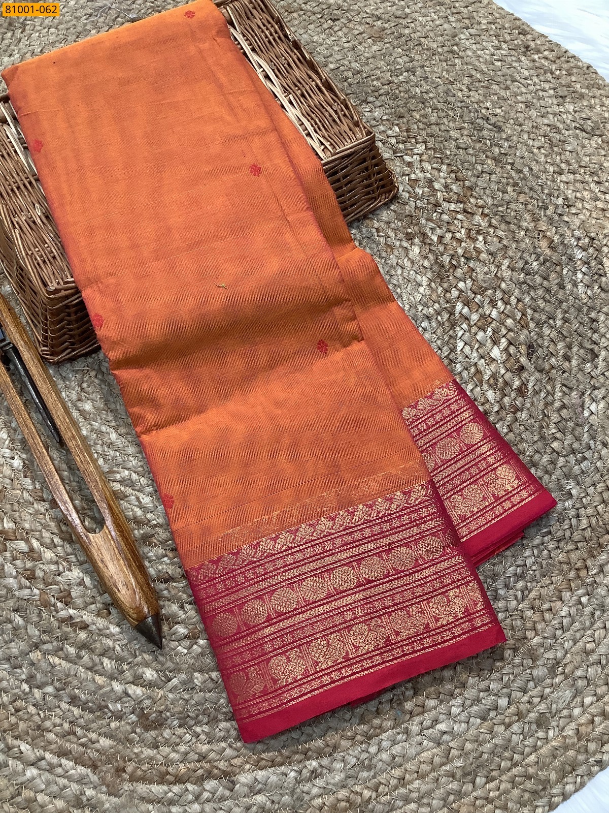 Orange Kanchi Cotton Saree