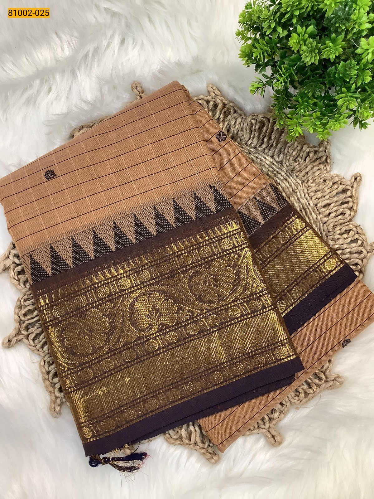 Sandal Kanchi Cotton Saree