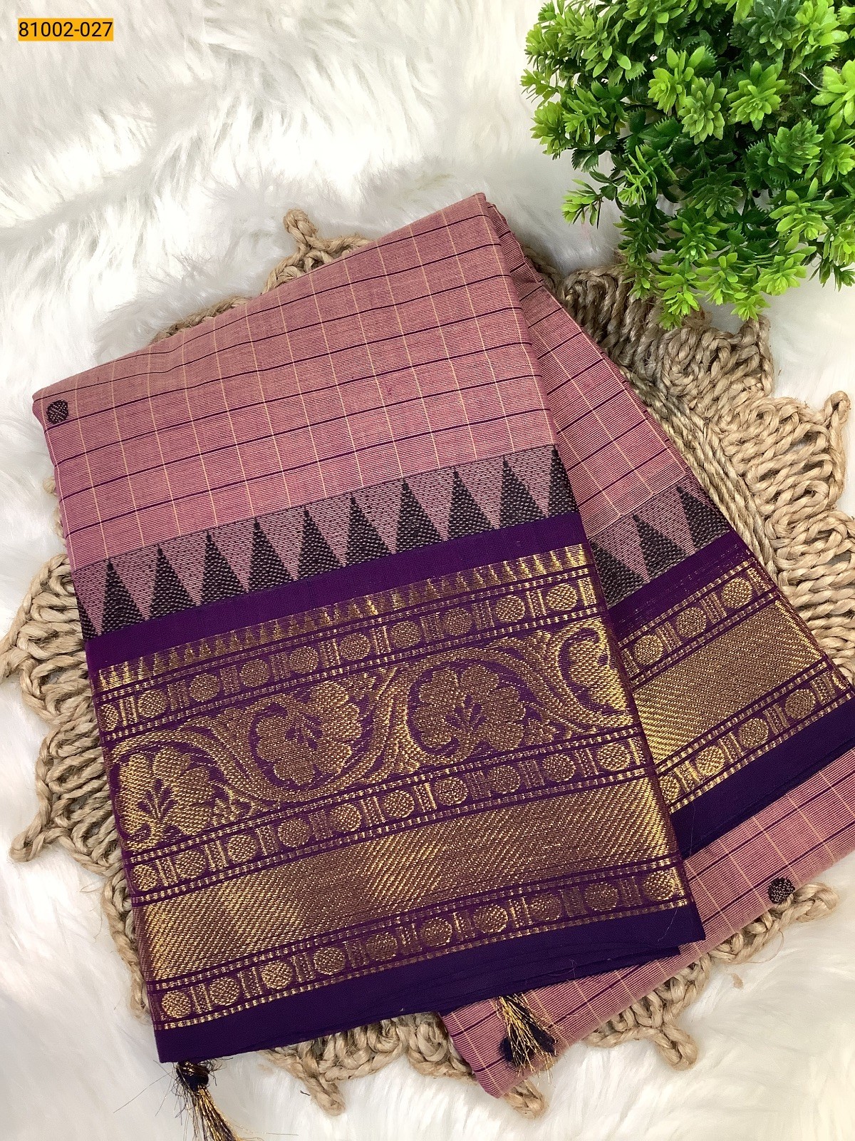 Onion Pink Kanchi Cotton Saree