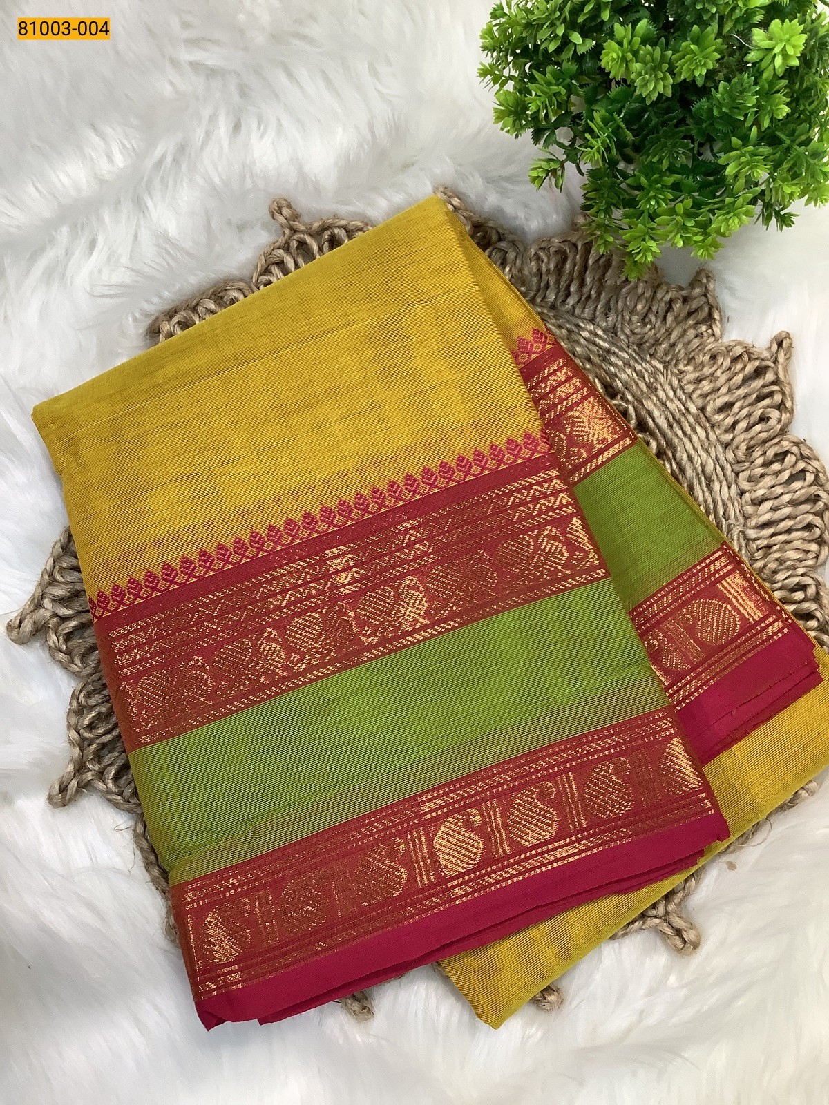 Mustard yellow Chettinadu Cotton Saree