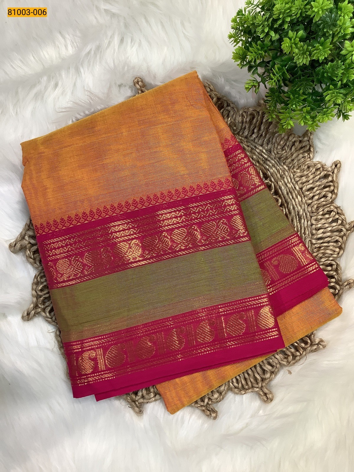 Orange Chettinadu Cotton Saree