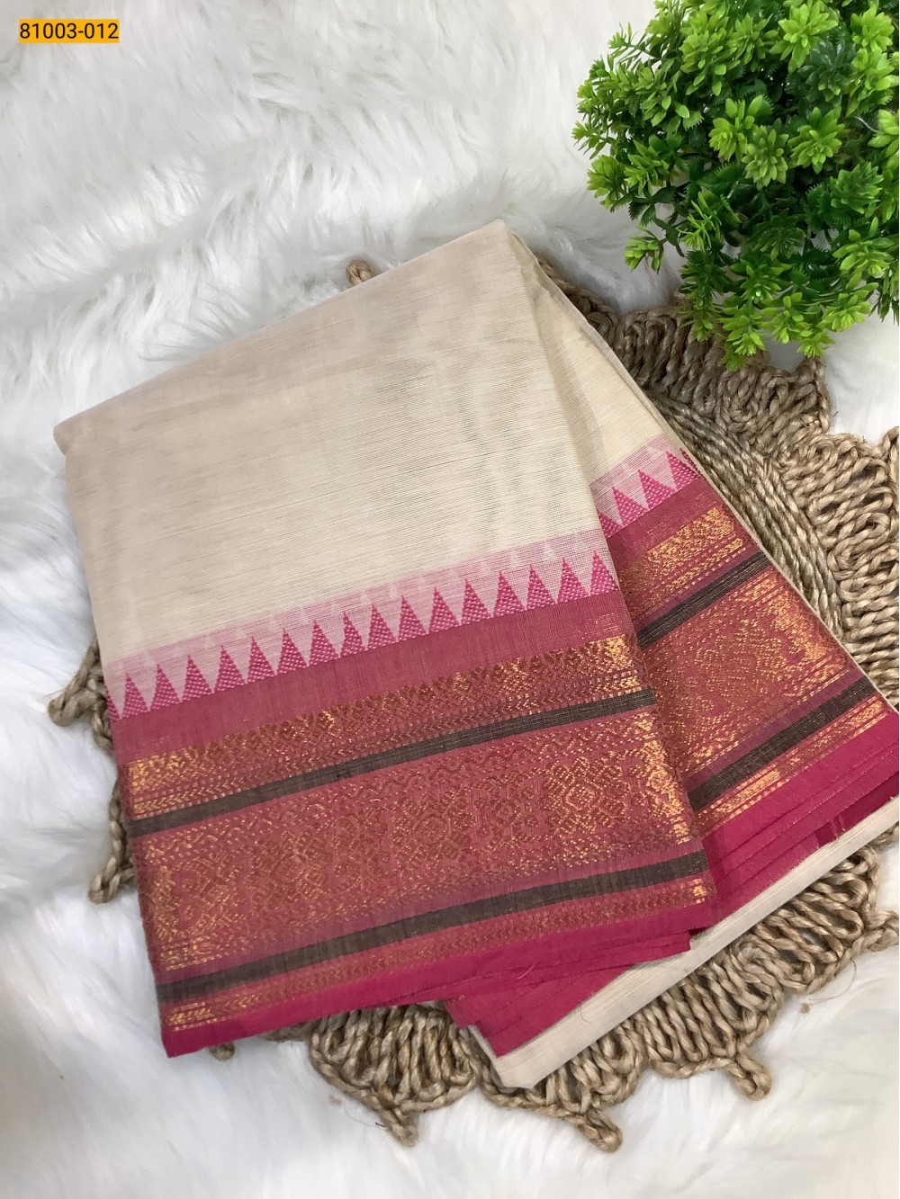 Off White Chettinadu Cotton Saree