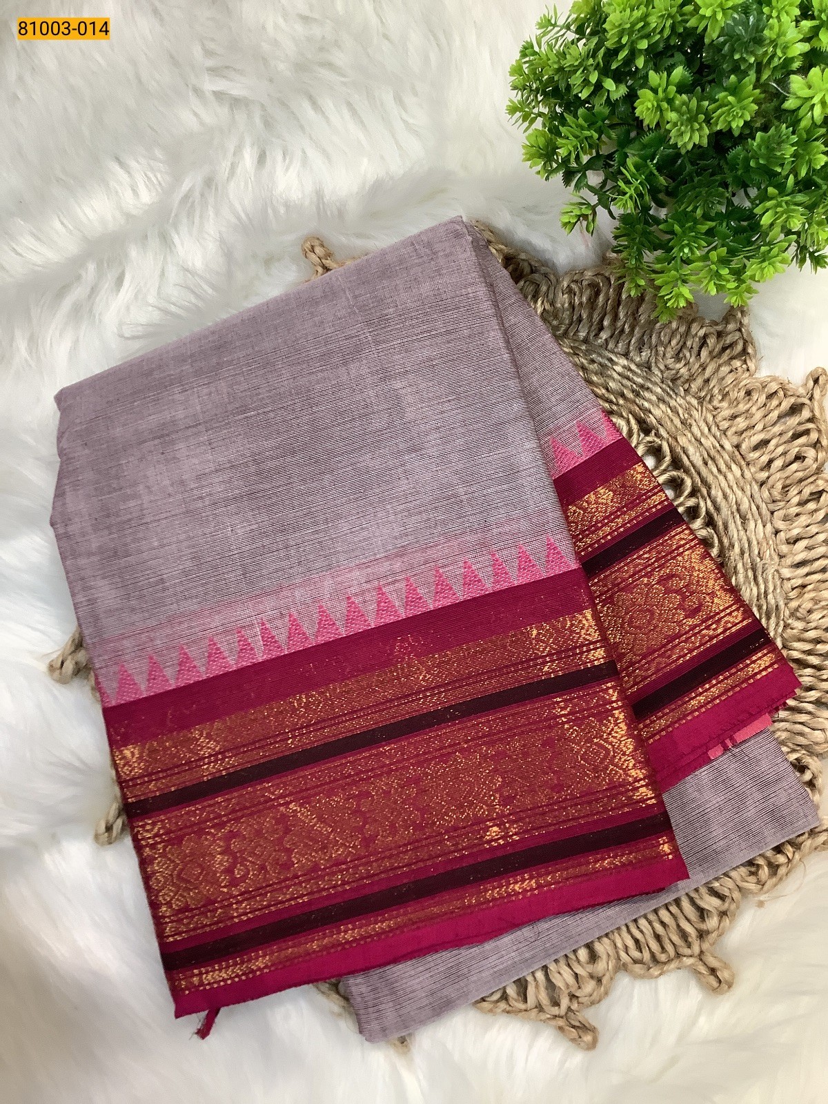 Brown with pink Chettinadu Cotton Saree