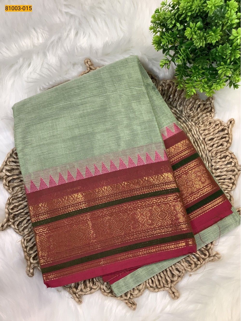 Pista Green Chettinadu Cotton Saree