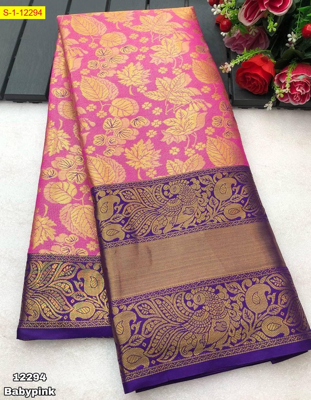 Orange Kanjivaram tissue silk sarees
