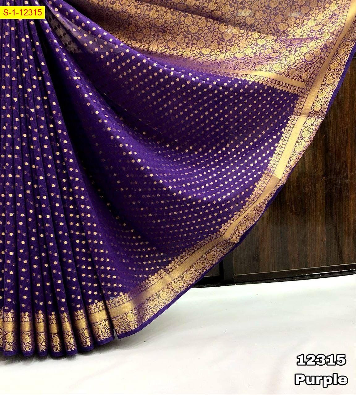 Purple Khadi Georgette sarees