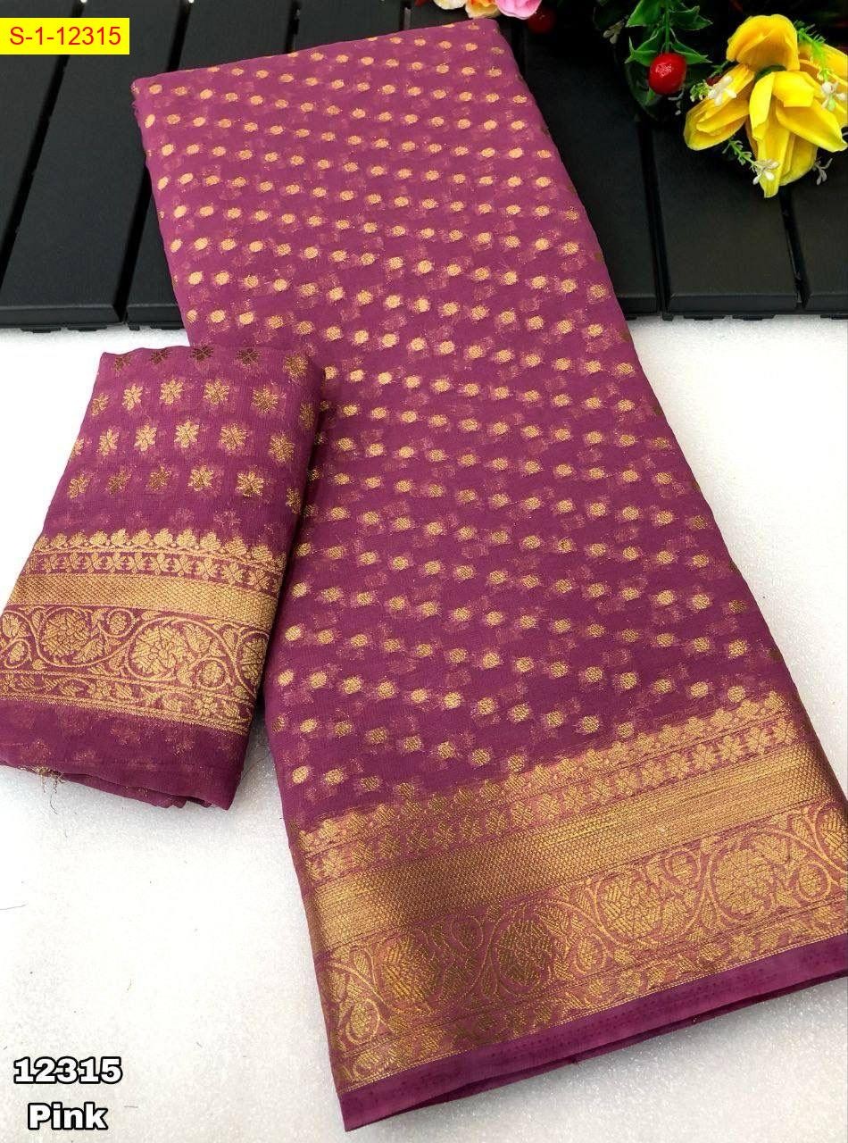 Pink Khadi Georgette sarees