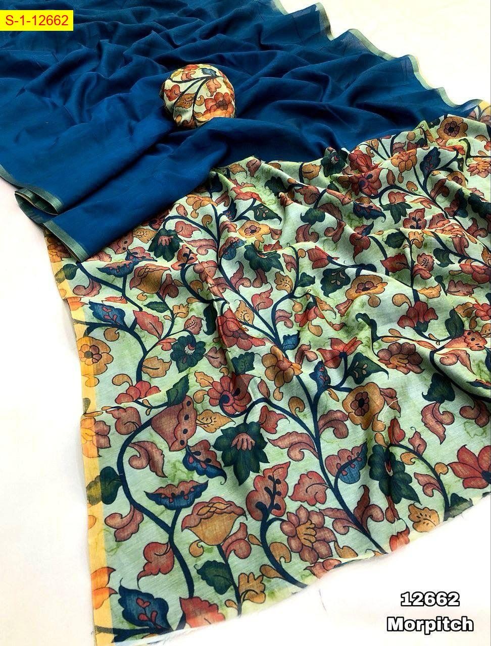 Morpitch Chanderi saree