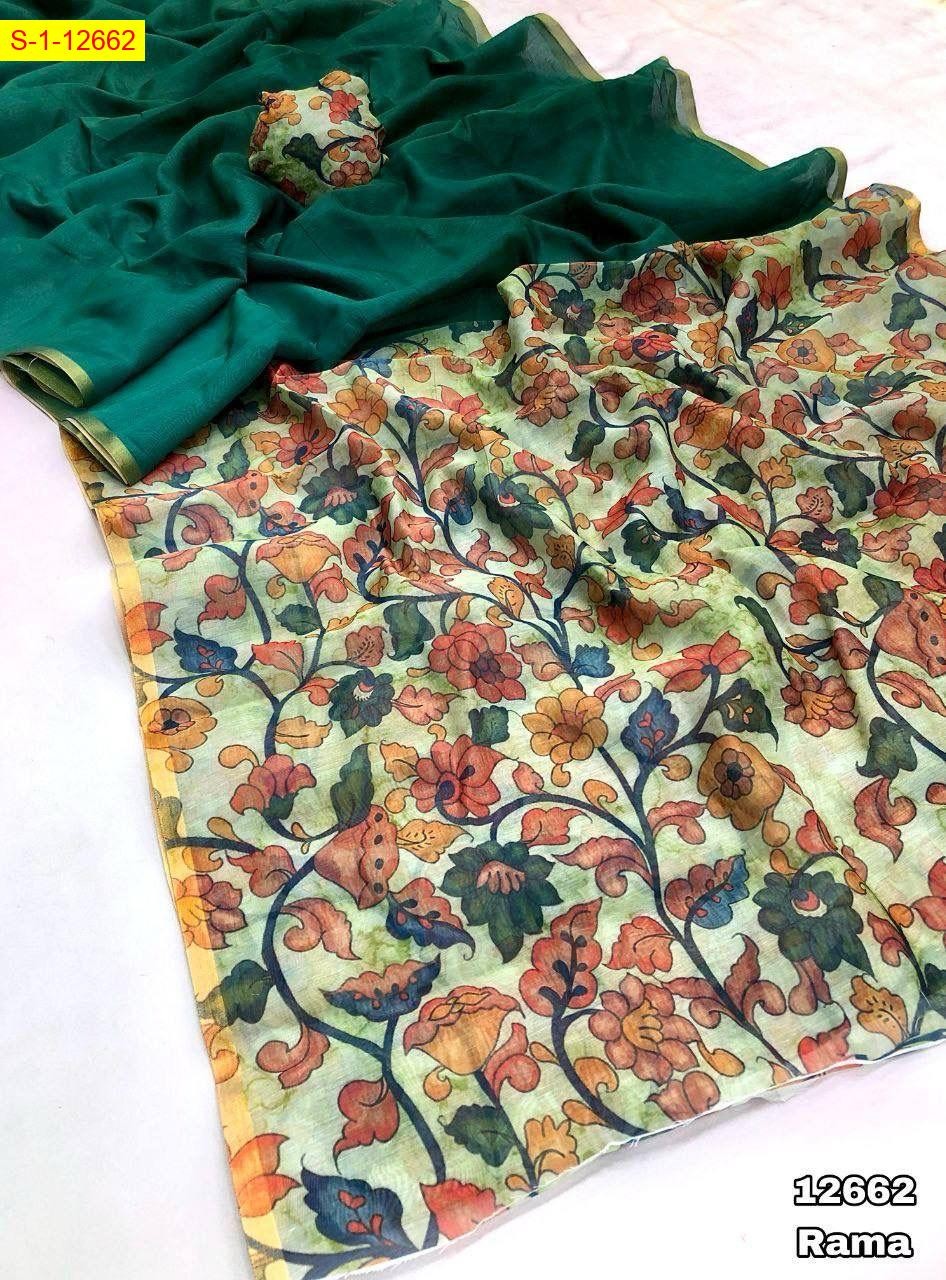 Rama Green Chanderi saree