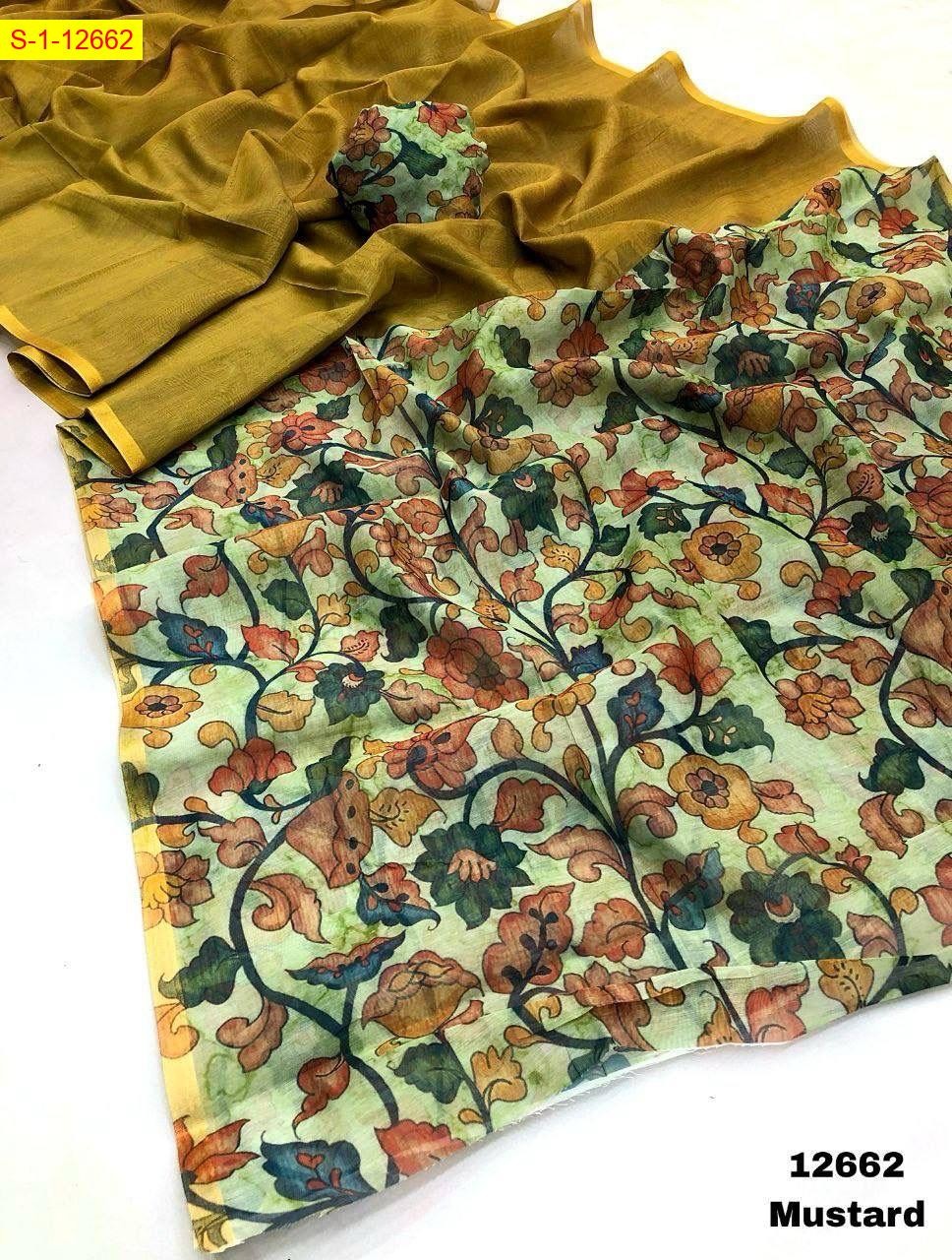 Mustard Chanderi saree
