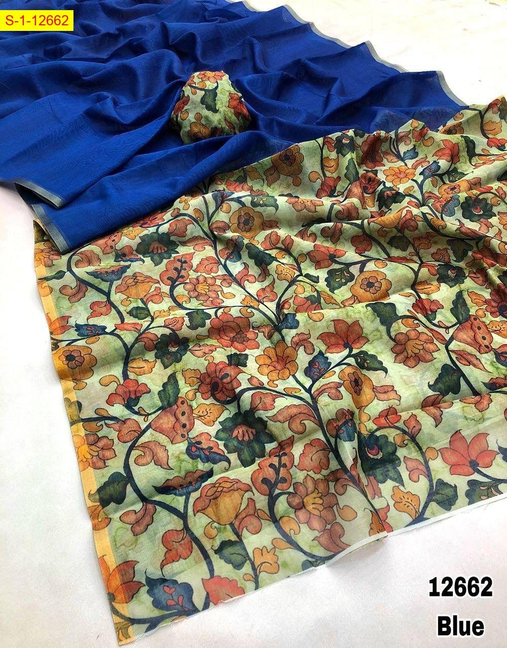 Blue Chanderi saree
