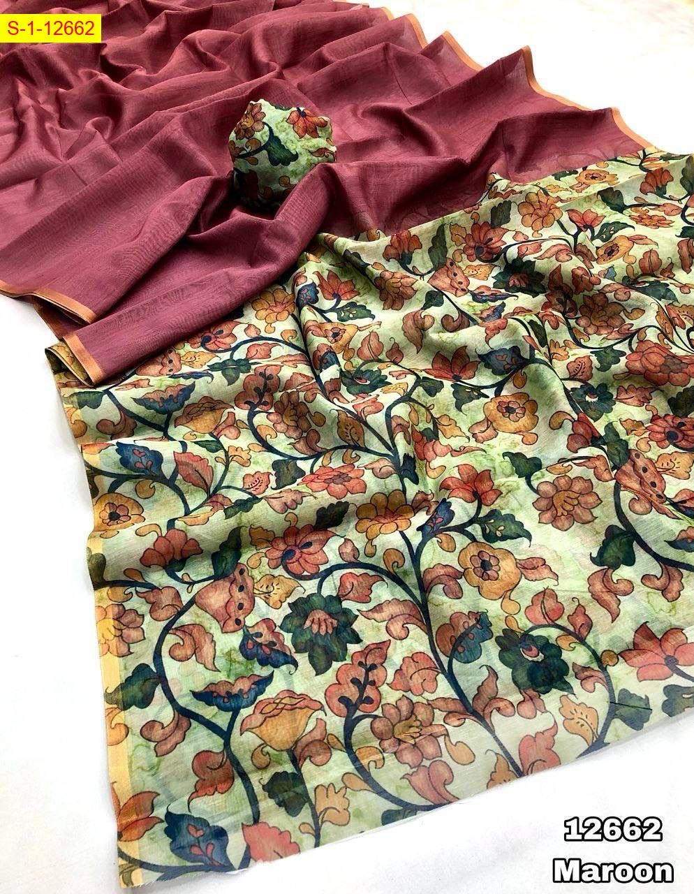 Maroon Chanderi saree