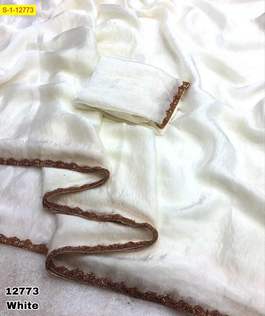 White Soft & smooth space silk sarees