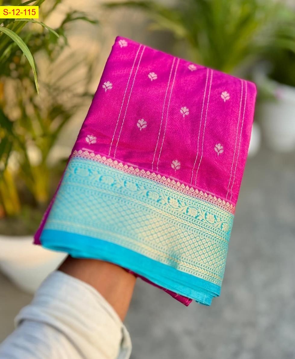 Pink Banarasi semi chiniya soft silk sarees