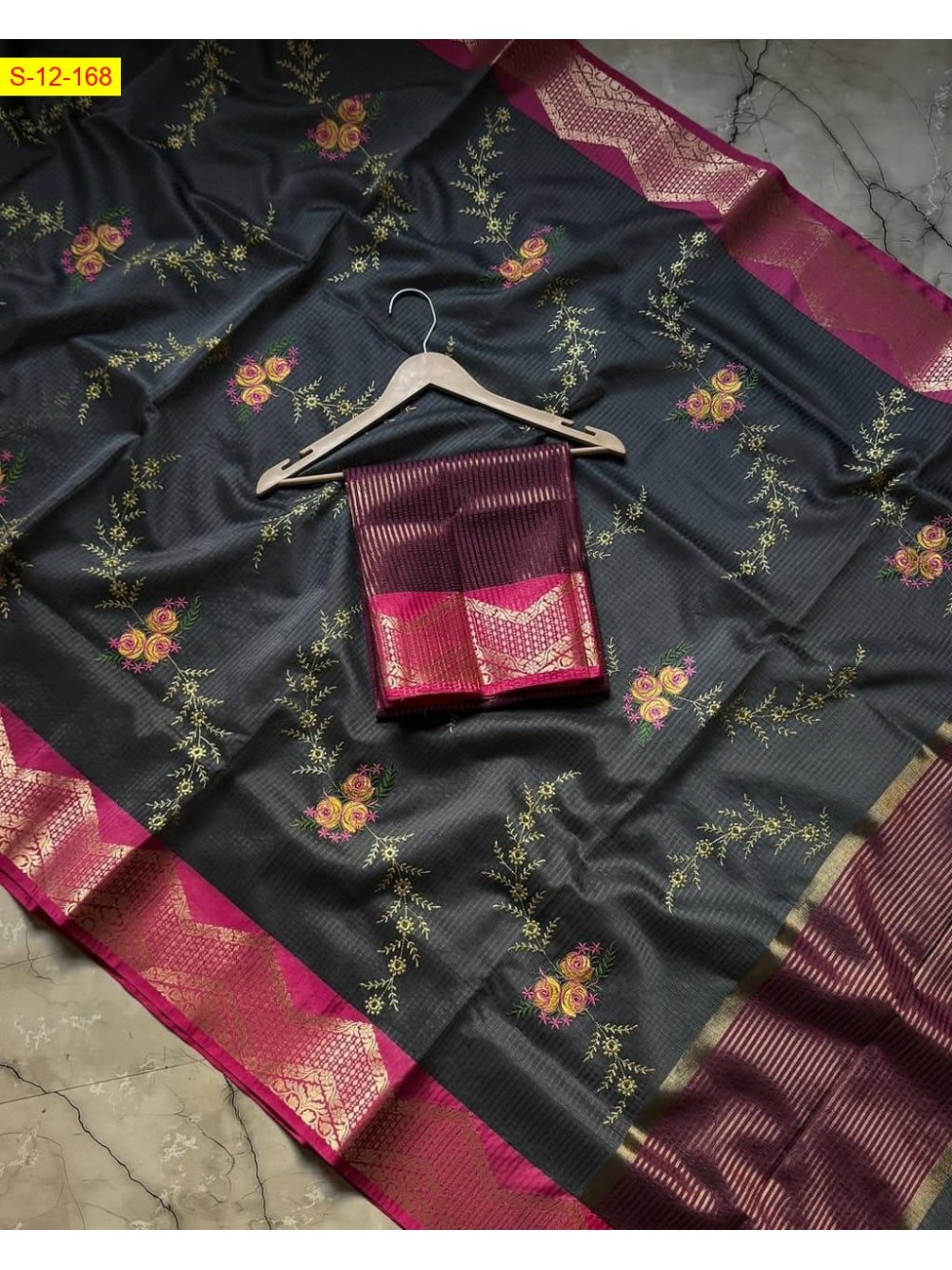 Banarasi kota checks embroidery sarees