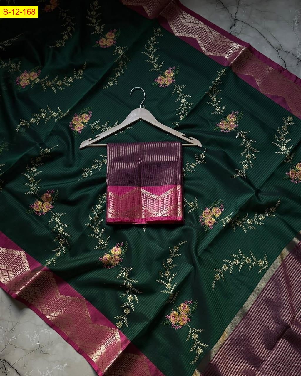 Green Banarasi kota checks embroidery sarees