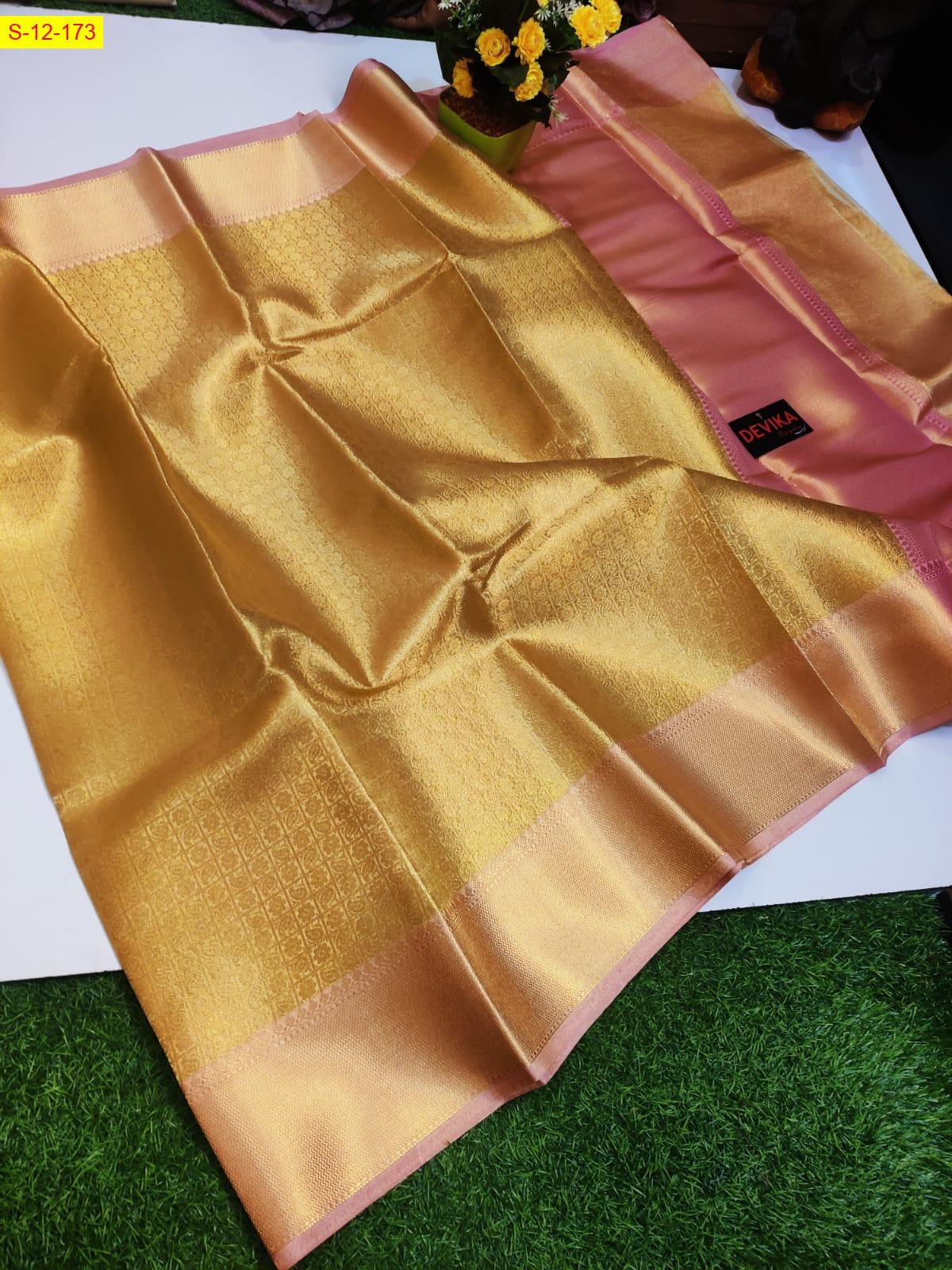 Gold Celebrity inspired Banarasi soft tissue silk sarees 