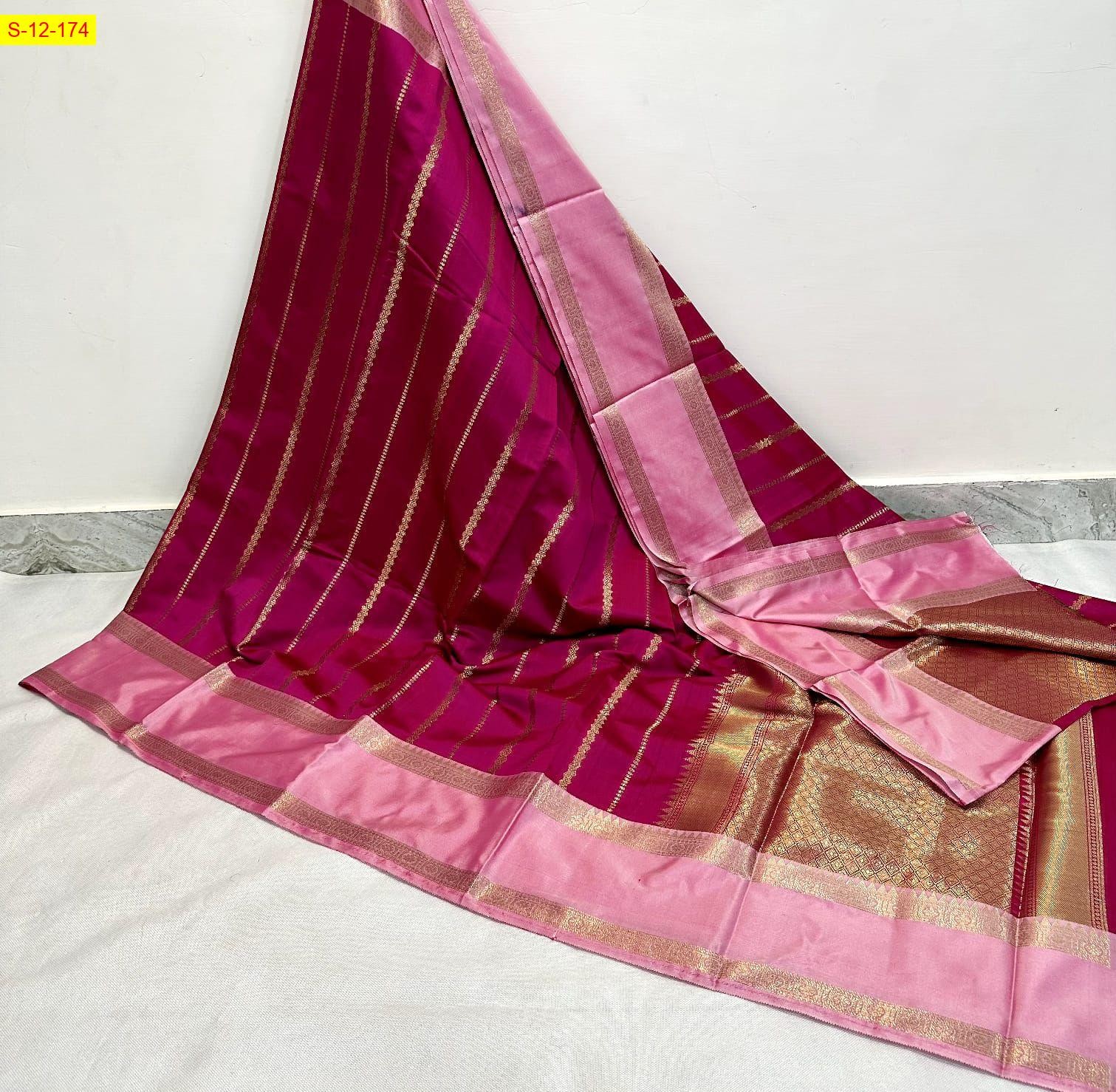 Pink Banarasi semi katan soft silk saree