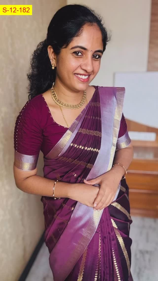 Magenta Banarasi semi katan soft silk sarees 