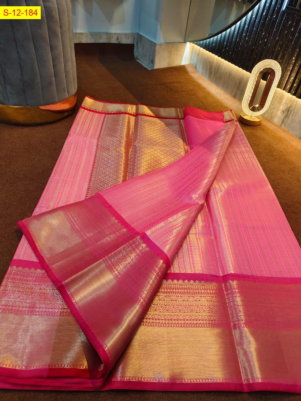 Peach Banarasi tissue soft silk sarees