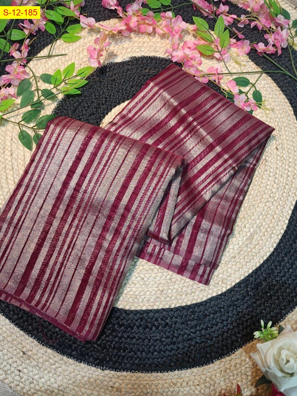 Maroon Celebrity inspired Banarasi daibal tissue sarees 