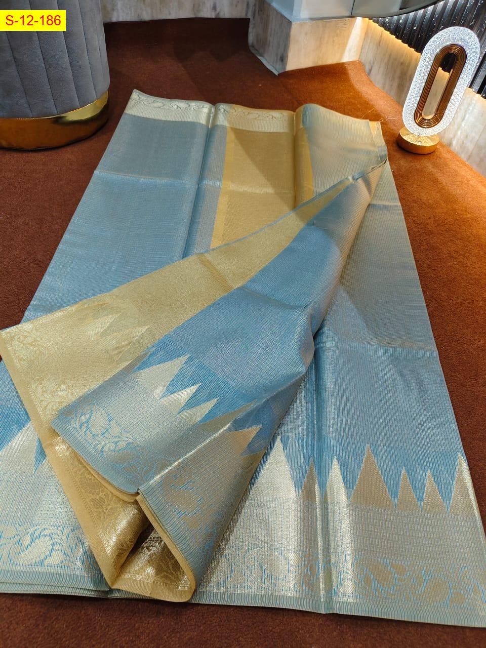 Blue Banarasi kanchi tower border sarees 