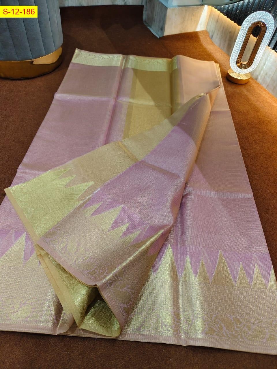 Purple Banarasi kanchi tower border sarees 